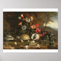 Dicken, Blume, Reptilien und Schmetterlinge nebene