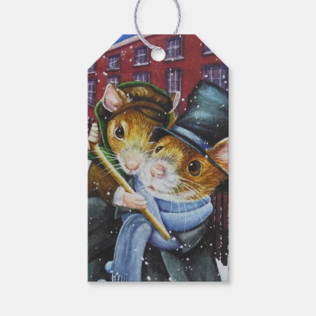 Dickens Christmas Carol Mice Geschenkanhänger (Vorderseite)
