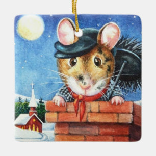 Dickens Christmas Chimney Sweep Mouse Art Keramikornament