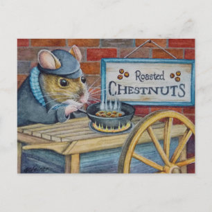 Dickens Christmas Mouse Rösten Kastanien Kunst Postkarte