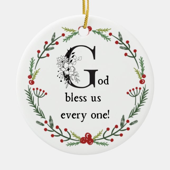 Dickens ein Weihnachtslied Gott segne uns alle Keramik Ornament (Vorne)