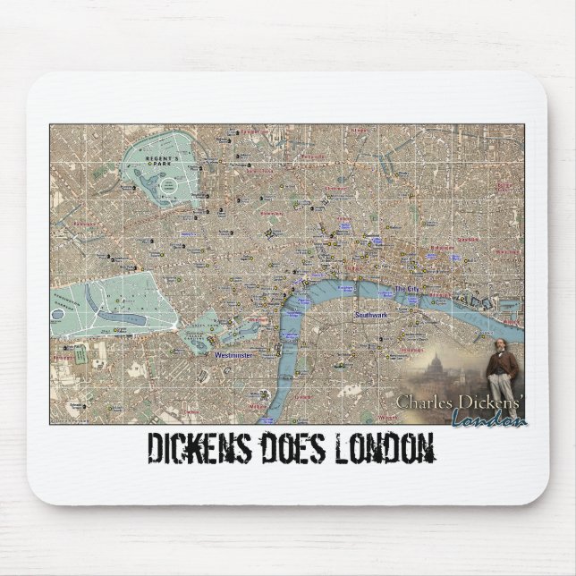 Dickens London Karte Mauspad (Vorne)