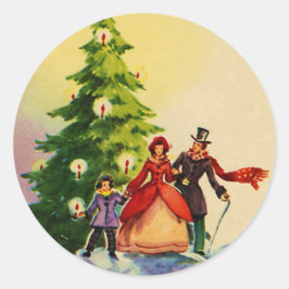 Dickens style Christmas illustration Runder Aufkleber