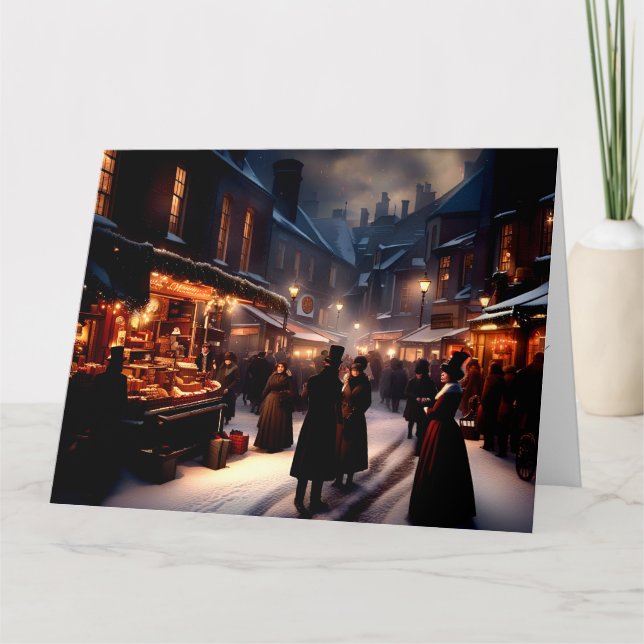Dickensian London Christmas Greetings Card Karte (Vorderseite)