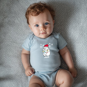 Dicker Bär, Schneeflocken, Weihnachtsbeleuchtung, Baby Strampler