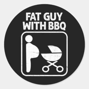 Dicker Kerl mit BBQ Runder Aufkleber