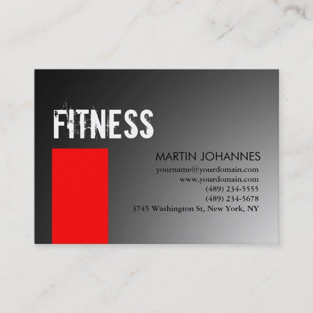 Dicker Personal Trainer Rot Grau Visitenkarte (Vorderseite)