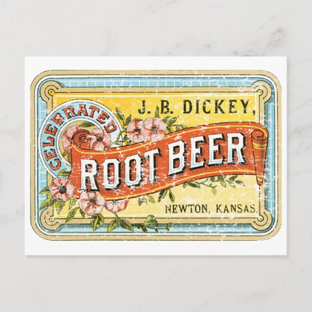 Dickey-Wurzel Beer-1899 - beunruhigt Postkarte (Vorderseite)