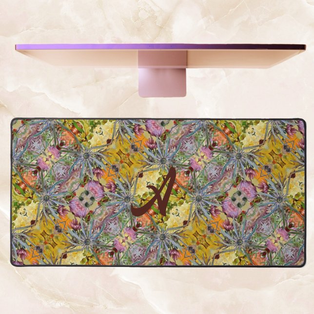 Dickfarbige Floral mit Monogramm Boho Chic Schreibtischunterlage (Von Creator hochgeladen)