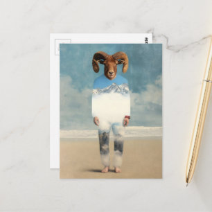 Dickhornschaf-Mensch am Strand Postkarte