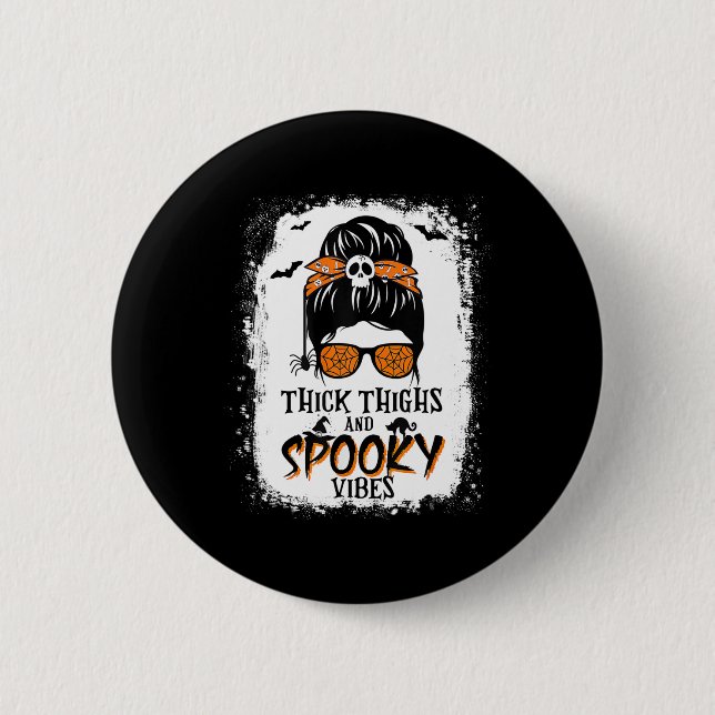 Dickige Oberschenkel und unheimliche Gänse Hallowe Button (Vorderseite)