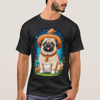 "Dickliches Pug in Hexenhut Halloween-Kunstserie A T-Shirt
