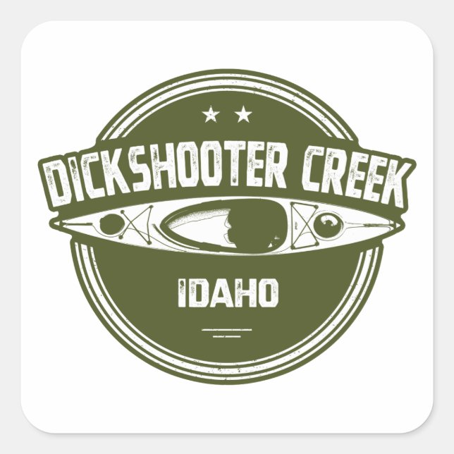 Dickshooter Creek Idaho Kayaking Quadratischer Aufkleber (Vorderseite)