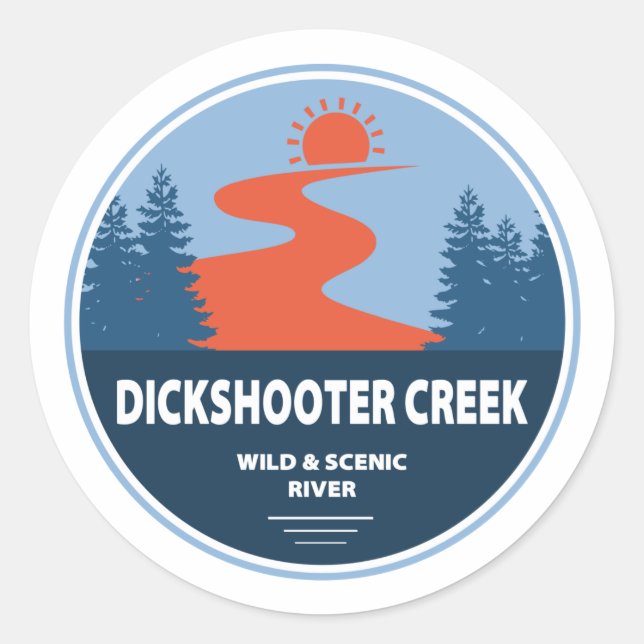 Dickshooter Creek Wild und Landschaftlicher Fluss  Runder Aufkleber (Vorderseite)