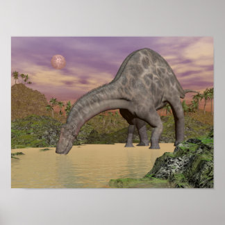 Dicraeosaurus dinosaurier trinken - 3D rendern Poster