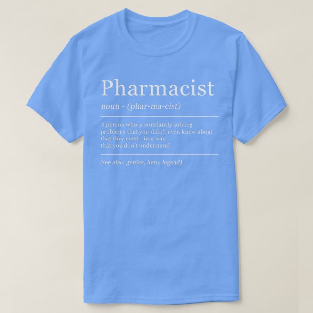 Dictionary Pharmacist Pharmacy Definition 1 T-Shirt (Design vorne)