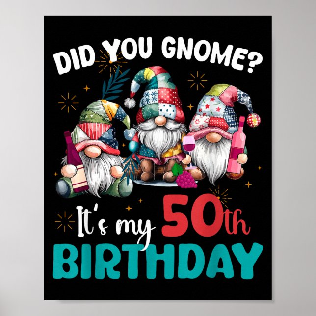 Did You Gnome Its My 50th Birthday 50 Year Old Gno Poster (Vorne)