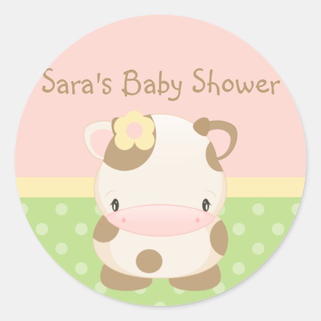 Diddles Farm Moo-Cow Baby Shower-Umschlag Aufklebe Runder Aufkleber (Vorderseite)