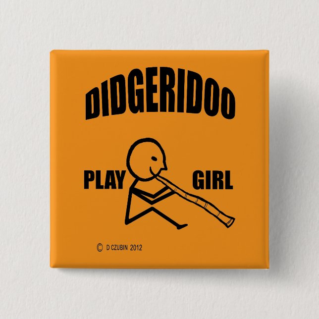 Didgeridoo Play Girl Button (Vorderseite)