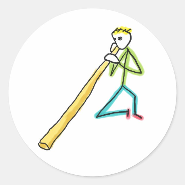 Didgeridoo Stickman Runder Aufkleber (Vorderseite)
