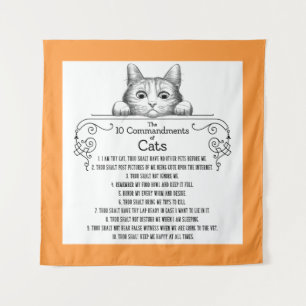 Die 10 Gebote der Katzen lustig Wandteppich