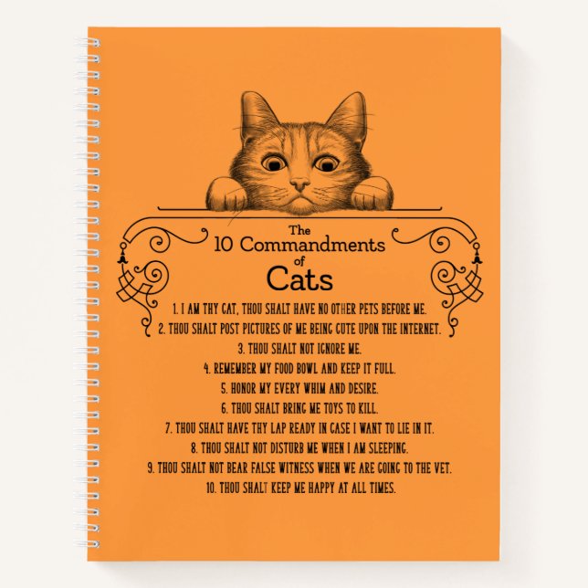 Die 10 Gebote von Cats Funny Notizbuch (Vorderseite)