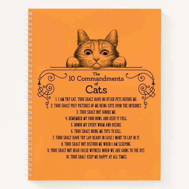 Die 10 Gebote von Cats Funny Notizbuch (Vorderseite)