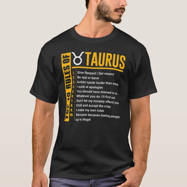 Die 10 Top-Regeln des Taurus Zodiac T-Shirt (Vorderseite)