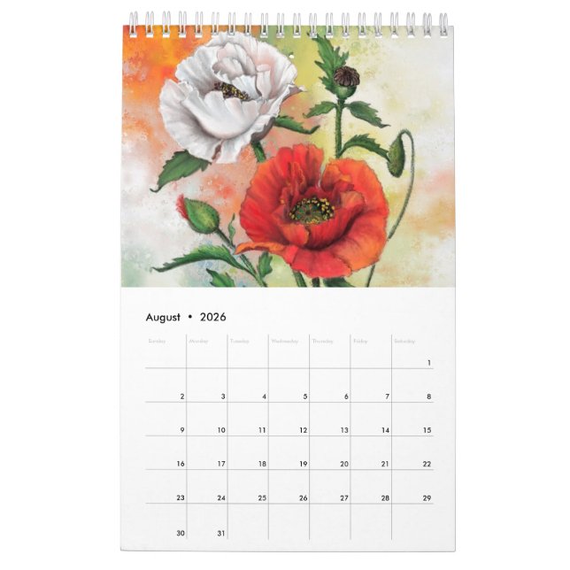 Die 12 schönsten Blume Malerei Migned Kalender (Aug 2026)