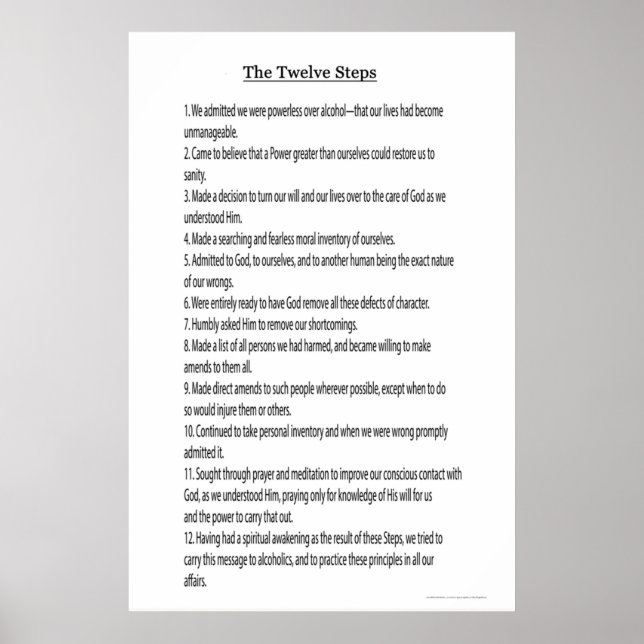 Die 12 Stufen 12 Traditionen sind ebenfalls verfüg Poster (Vorne)