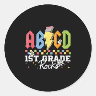 Die 1. Klasse rockt ABCD Zurück zur Schule Lustige Runder Aufkleber