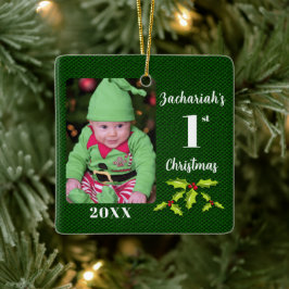Die 1. weihnachtliche grüne Imitate des Babys mit  Keramikornament