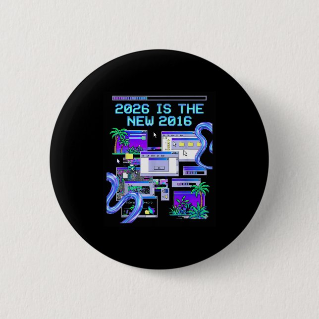 Die 2016 Vaporwave Pixel Computer Ästhetik Button (Vorderseite)