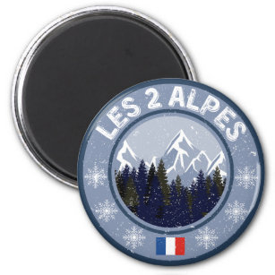 Die 2 Alpen Skistation Magnet