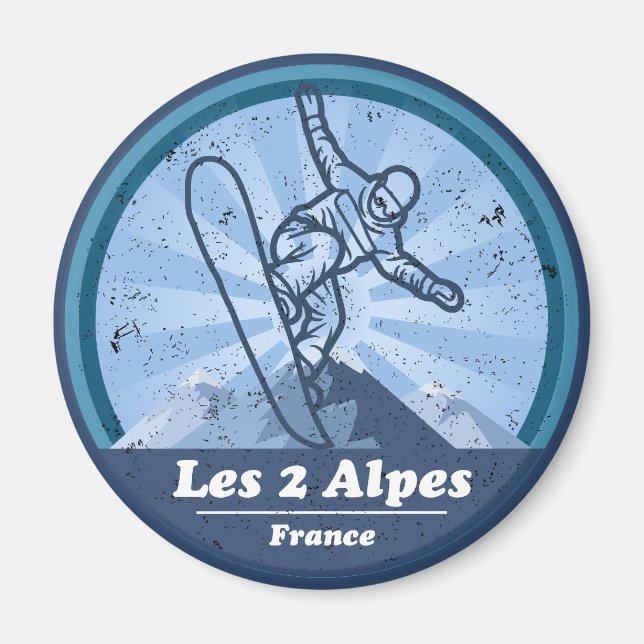 Die 2 Alpen Skistation - Snowboard Magnet (Vorne)