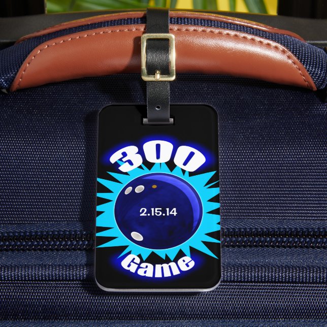 Die 300 perfekte Game Bowling Ball Tasche Gepäckanhänger (Vorderseite Insitu 2)