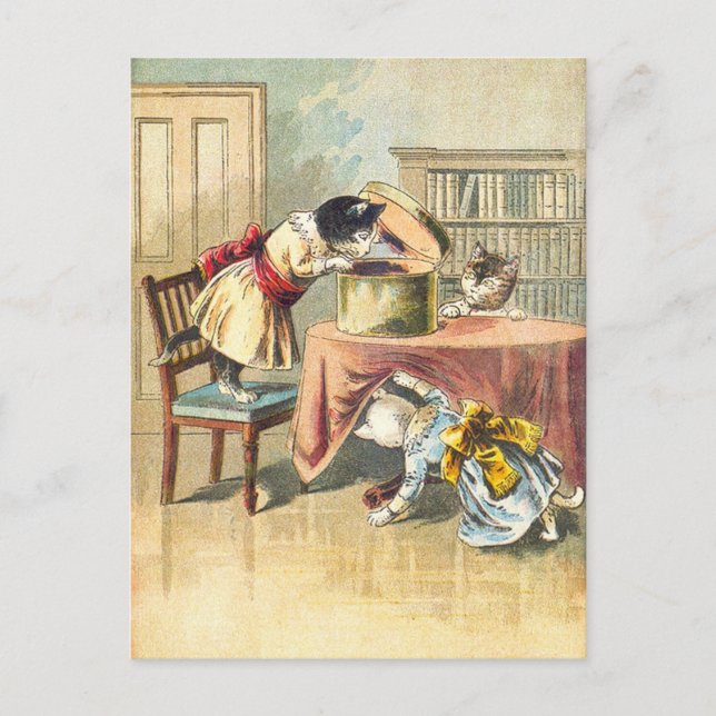 Die 3 kleinen Kätzchen suchen nach den Mitten Postkarte (Vorderseite)