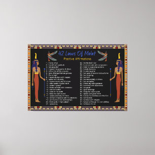 Die 42 Gesetze des Maat - positive Bekräftigungen Leinwanddruck