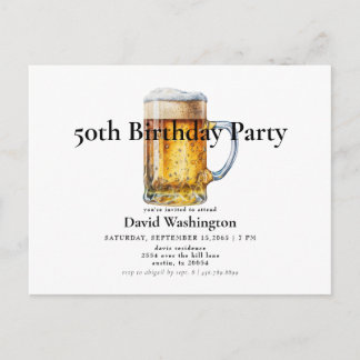 Die 50. Geburtstagsparty des Bier-Entwurfs Postkarte