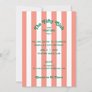 Die 50. Geburtstagsparty des Clubs Pink Stripe Einladung