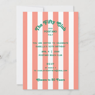 Die 50. Geburtstagsparty des Clubs Pink Stripe Einladung