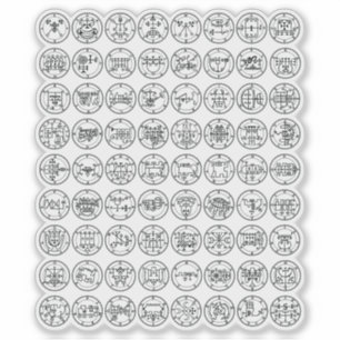 Die 72 Dämonensegel von Ars Goetia (schwarz) Aufkleber