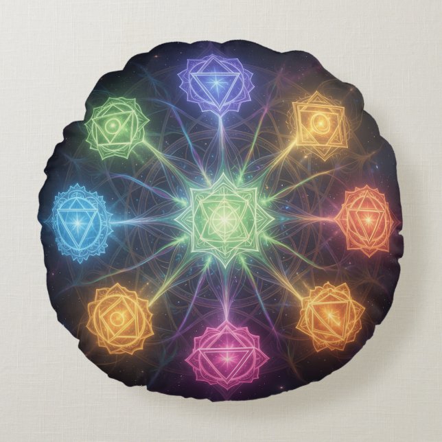 Die 7 Chakren´4 Rundes Kissen (Vorderseite)