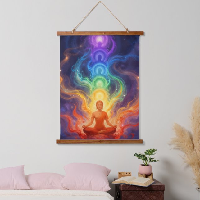 Die 7 Chakren Wandteppich Mit Holzrahmen (Schlafzimmer)