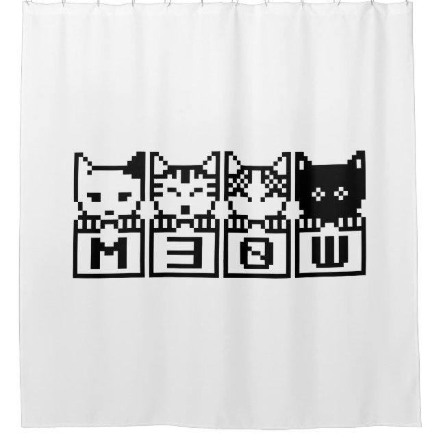 DIE 8-BIT-KATZEN M30 W DUSCHVORHANG (Vorderseite)