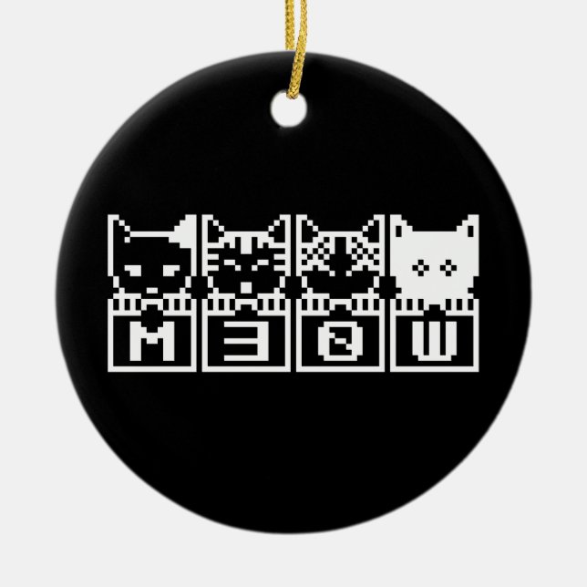 DIE 8-BIT-KATZEN M30 W KERAMIK ORNAMENT (Vorne)