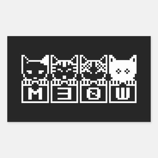 DIE 8-BIT-KATZEN M30 W RECHTECKIGER AUFKLEBER (Vorderseite)