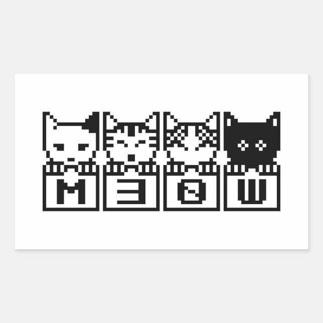 DIE 8-BIT-KATZEN M30 W RECHTECKIGER AUFKLEBER (Vorderseite)
