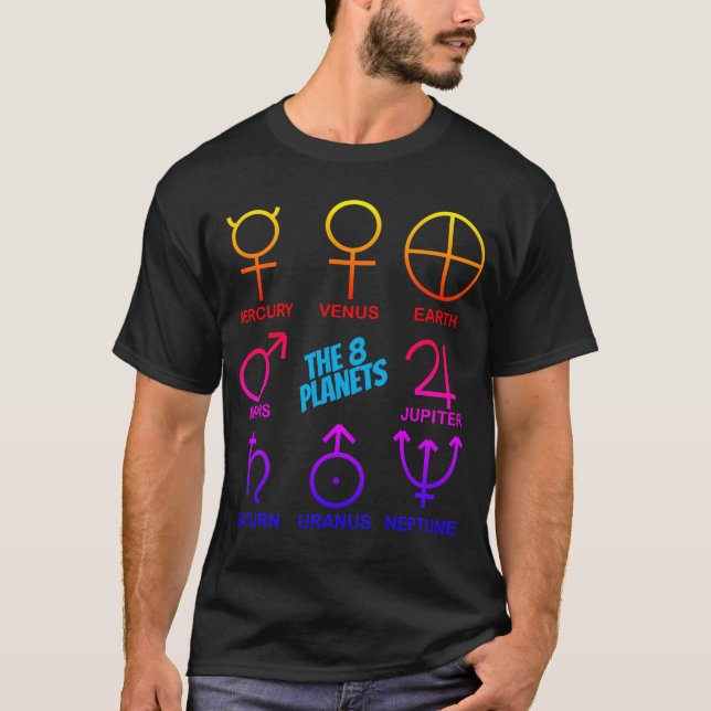 Die 8 planetarischen Symbole anpassbar T-Shirt (Vorderseite)