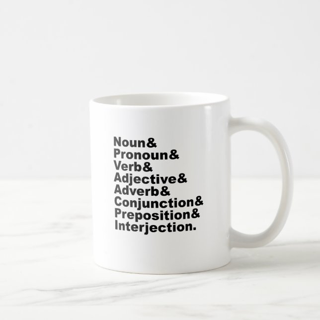 Die 8 Teile der englischen Sprache Tasse (Rechts)